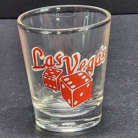 Vintage Las Vegas Dice Clear Shot Glass Souvenir Barware - Picture 1 of 5